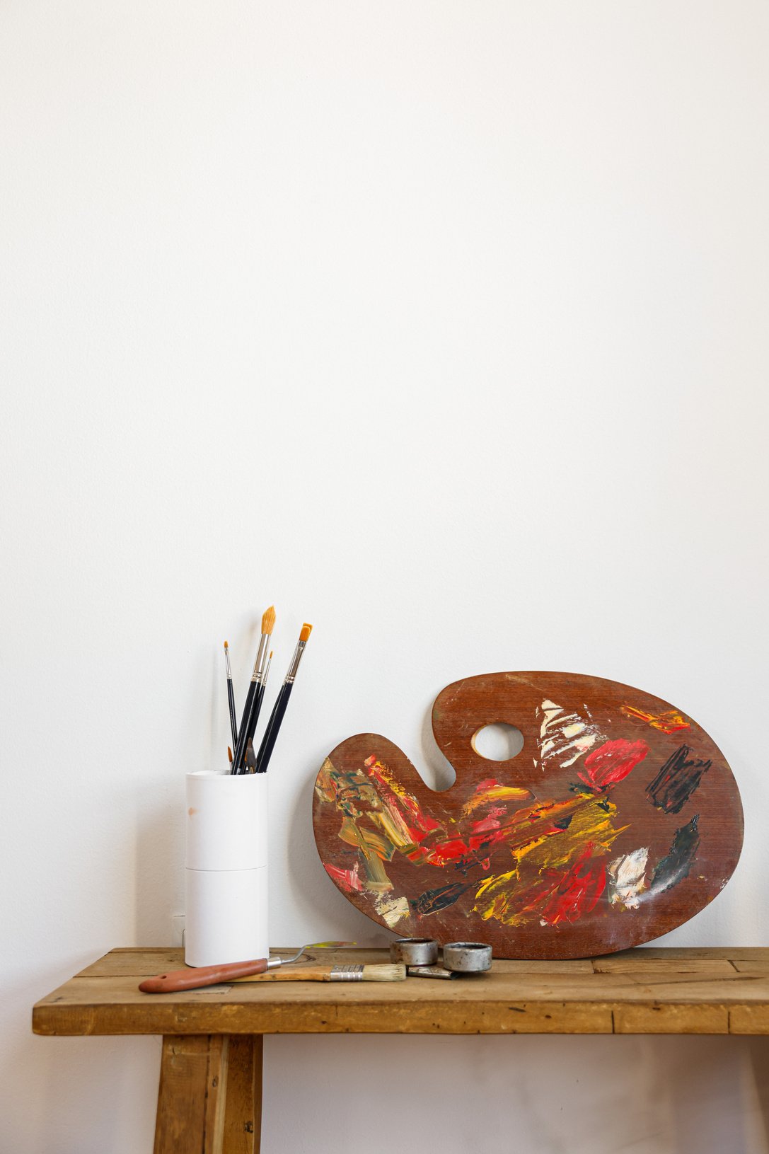 Art Supplies on a Wooden Table 